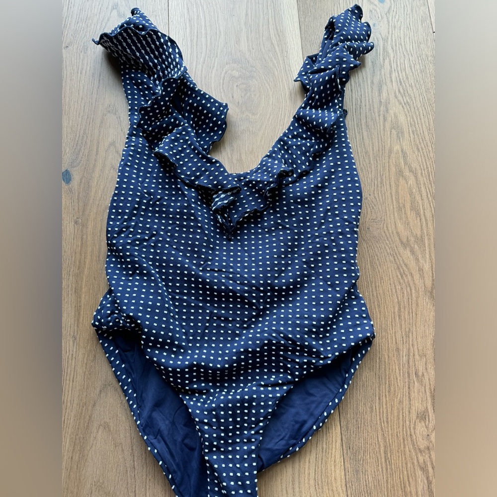 Eberjey navy with white polka for bathing suit size medium